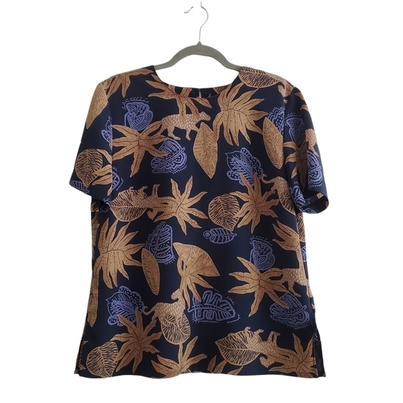 Vintage K.C. Studio Blue Jungle Cheetah Blouse - Picture 1 of 8